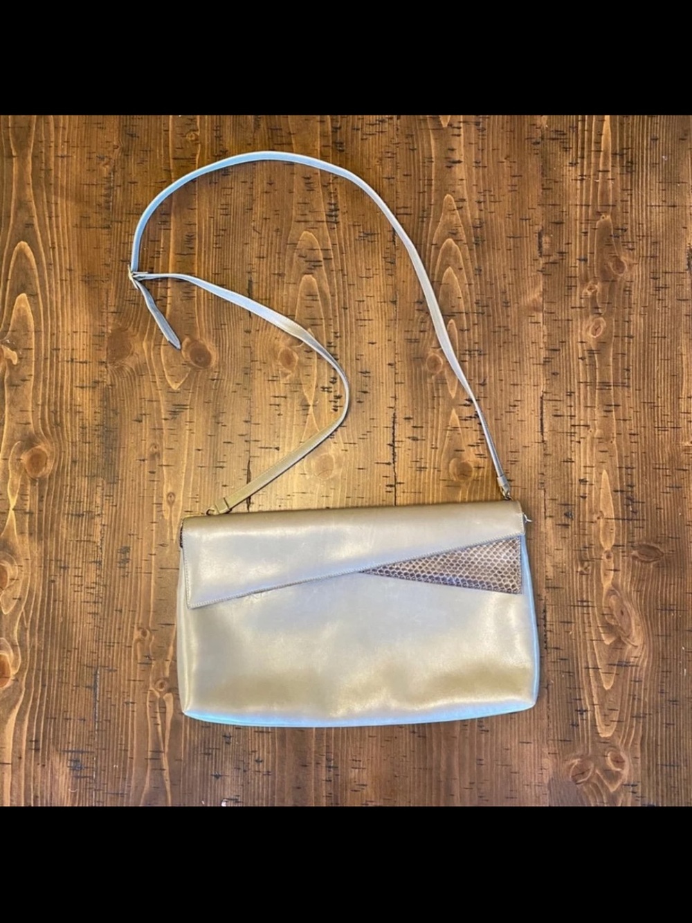 Salvador Ferragamo bag crossbody leather vintage gray with snakeskin